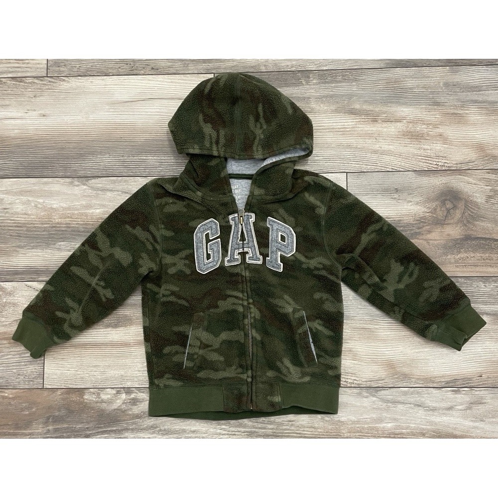 Toddler 5T BABY GAP Zip Up LOGO Hoodie Sweatshirt Fleece Camo Camoflauge